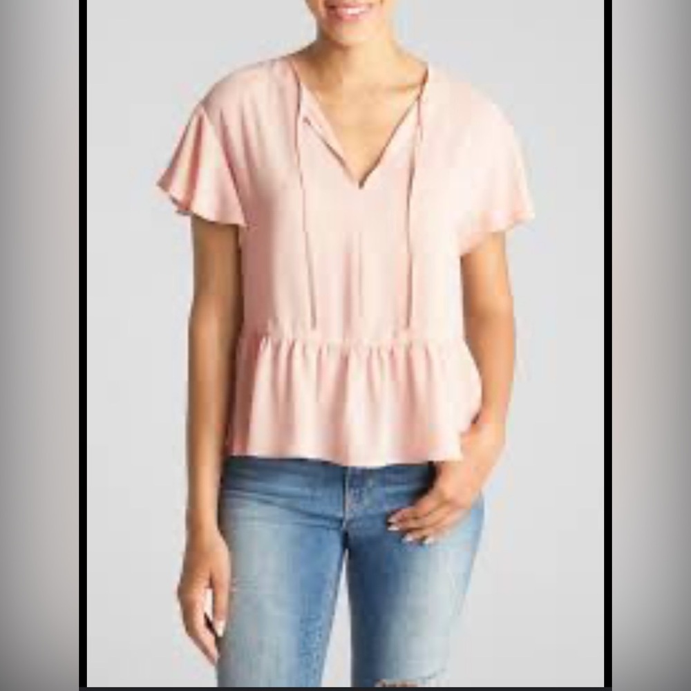 GAP Soft Pink Flutter Sleeve Blouse